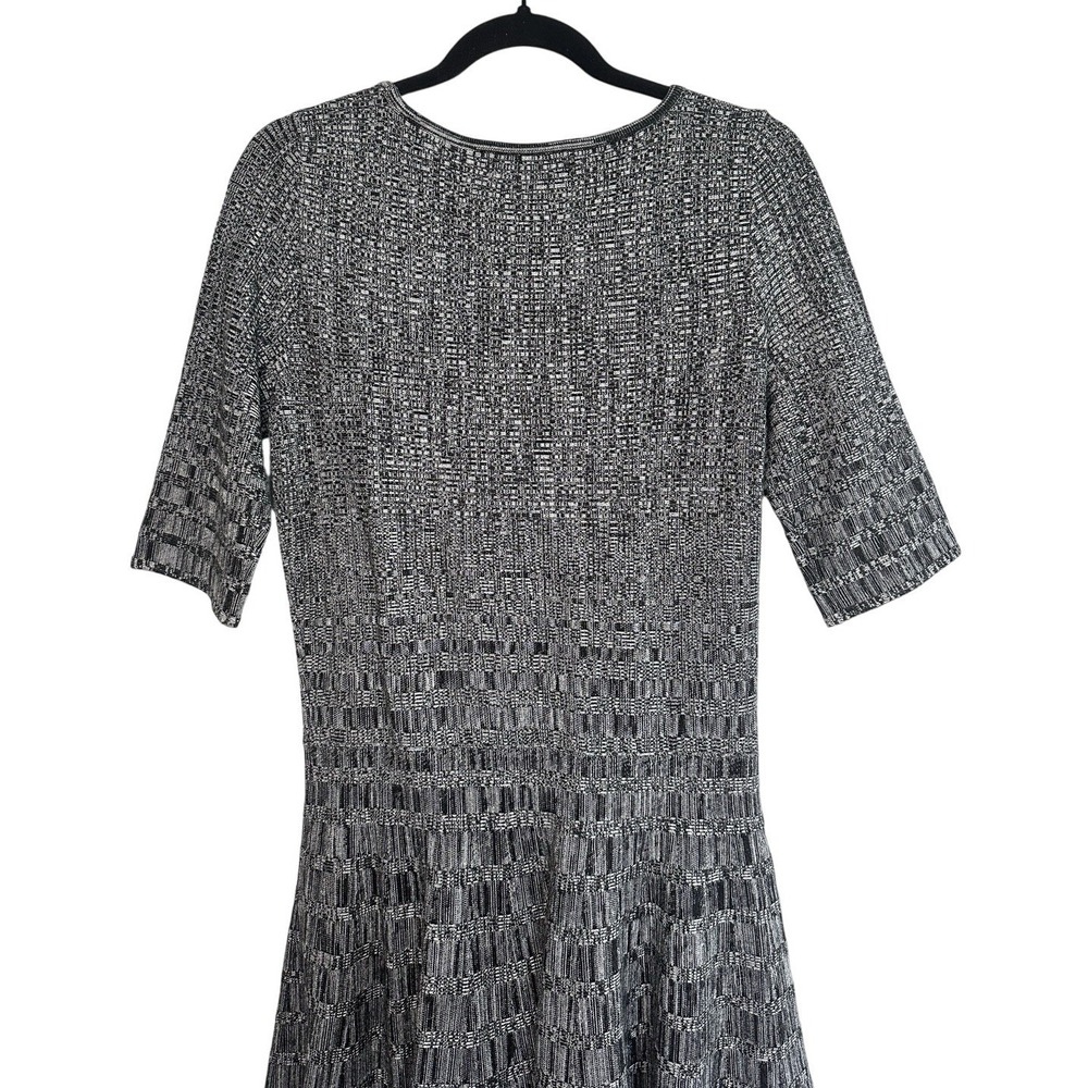 Ivanka Trump Knit Sweater Dress M Fit Flare Circle Marled Gray Black Knee Length - Picture 6 of 12